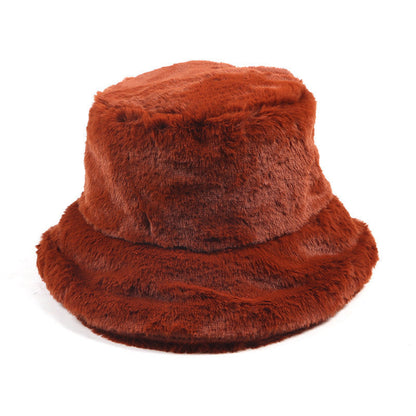 Chapeau de pêcheur japonais à dessus plat en fausse fourrure de lapin épaissie pour femme, collection hiver