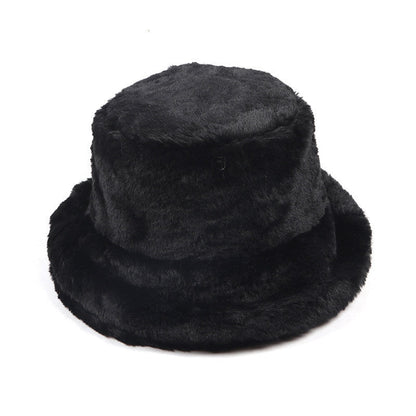 Chapeau de pêcheur japonais à dessus plat en fausse fourrure de lapin épaissie pour femme, collection hiver