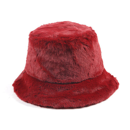 Chapeau de pêcheur japonais à dessus plat en fausse fourrure de lapin épaissie pour femme, collection hiver