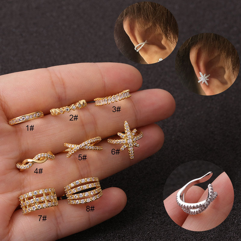 Clip d'oreille anti-douleur micro-incrusté pour femmes à la mode