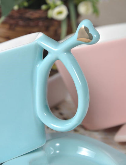 Creative Love Heart Shaped Peach Heart Shaped Mug, Ceramic Mug, Coffee Cup