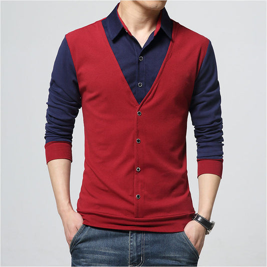 Camiseta de otoño, nueva, talla grande, para hombre, con solapa, tipo polo, para llevar debajo