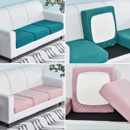 Polar Fleece Sofa Cushion Pure Color Stretch Full Cover Sponge Cushion Cover