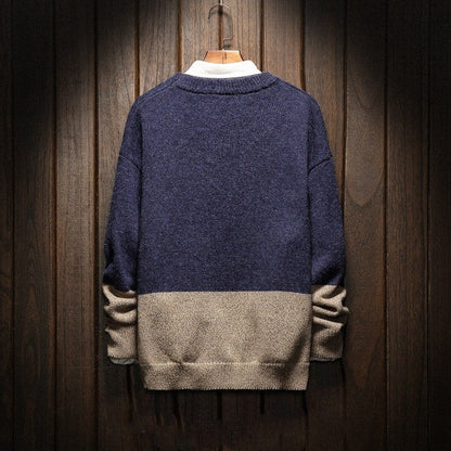 Loose Men's Plus Fat Plus Size Pullover Crew Neck Sweater