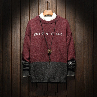 Loose Men's Plus Fat Plus Size Pullover Crew Neck Sweater