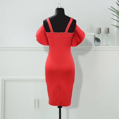 Sling Ruffled High Waist Bag Hip Plus Size Dress