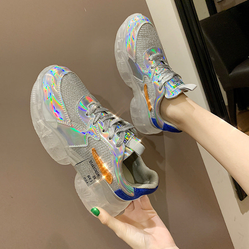 Baskets transparentes pour femmes Harajuku, chaussures de plateforme en gelée pour dames, chaussures décontractées laser