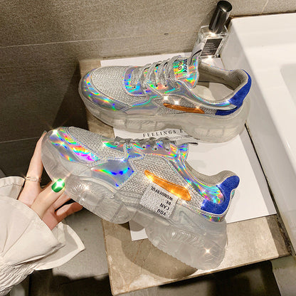 Baskets transparentes pour femmes Harajuku, chaussures de plateforme en gelée pour dames, chaussures décontractées laser