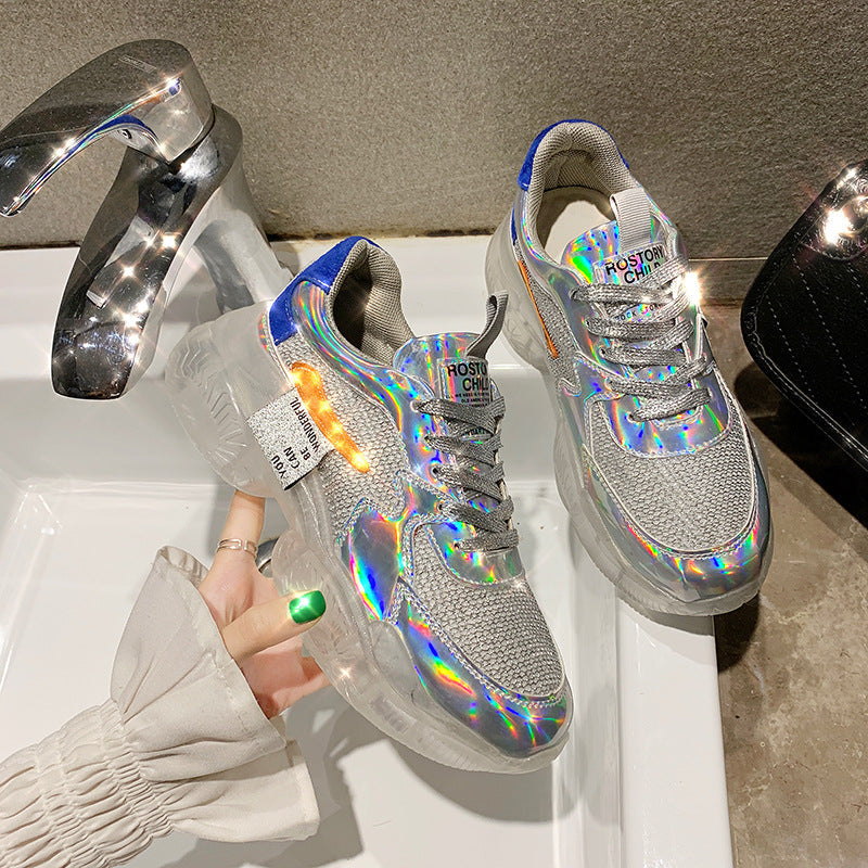 Baskets transparentes pour femmes Harajuku, chaussures de plateforme en gelée pour dames, chaussures décontractées laser