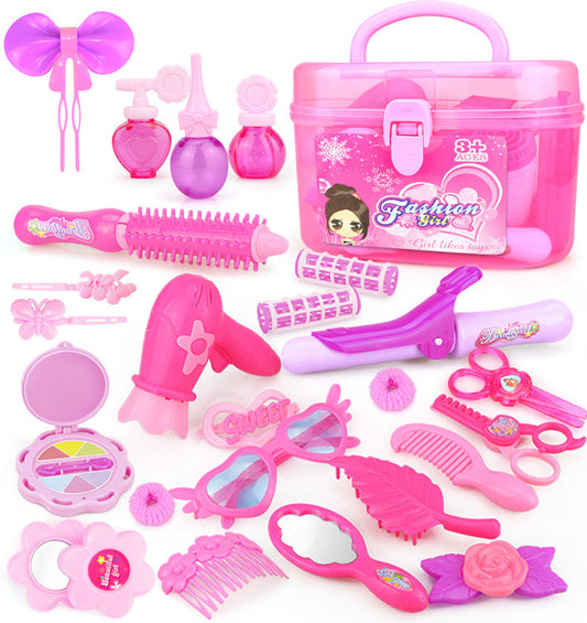 Juego de Maquillaje de Juguete para Niñas de Simulación, Set de Maquillaje Rosa de 24-32 PIEZAS