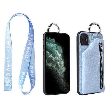 Compatible WithApple, Compatible WithApple , PU Leather Strap Cord Coin Purse Phone Cases ForiPhone XR X XS 12PRO 11 PRO MAX 7 8 PLUS SE Crossbody Neck Lanyard Wallet Cover