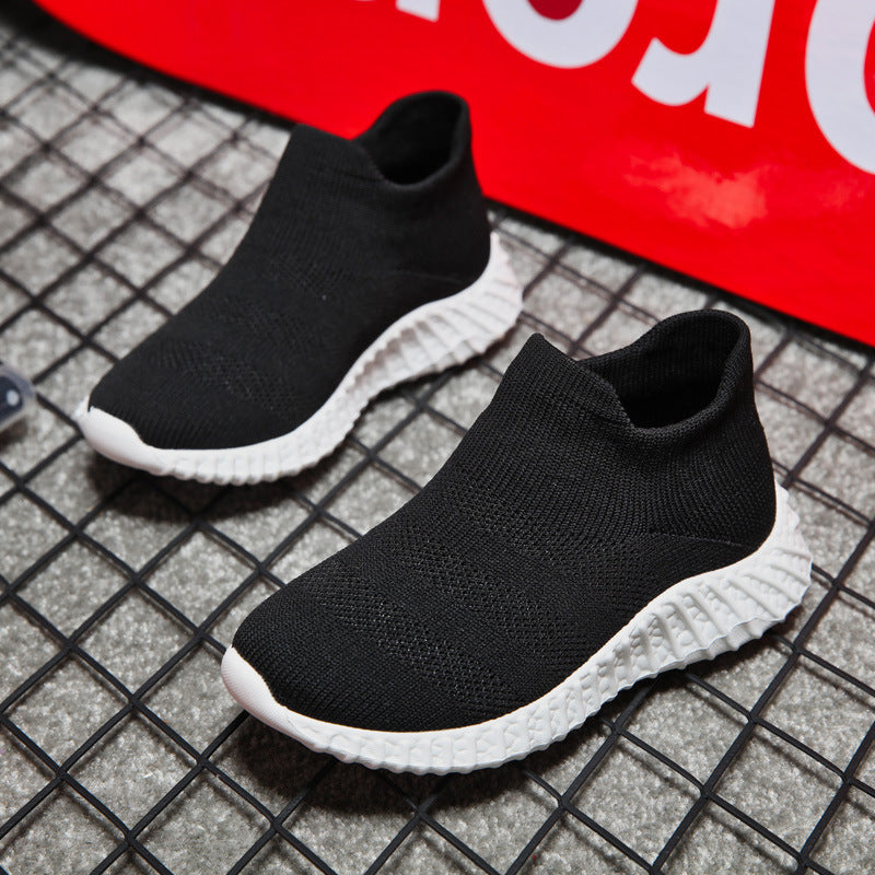 New Children's One-Step Net Shoes Breathable Soft Bottom Spring And Autumn White Shoes