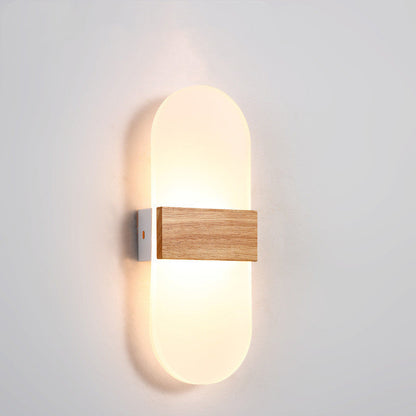 Wooden LED Wall Lamp Simple Modern Living Room Study Bedroom Bedside Lamp