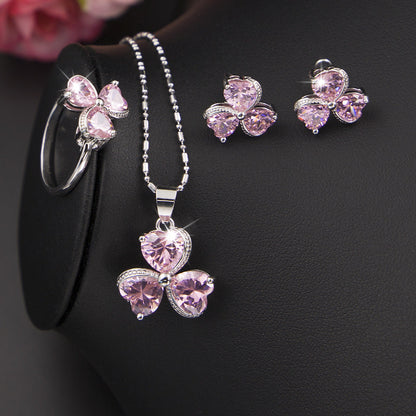 Women's Clover Zircon Jewelry Set