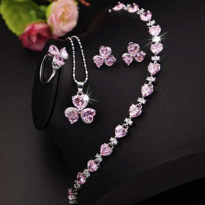 Women's Clover Zircon Jewelry Set