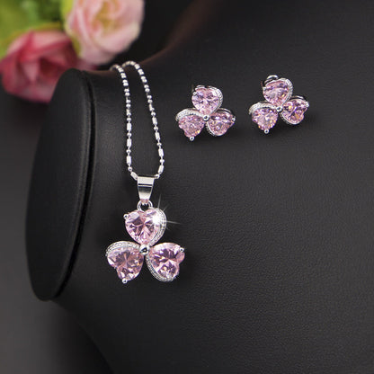 Women's Clover Zircon Jewelry Set