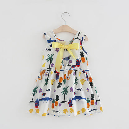 Robe gilet sans manches en coton à motif animalier pour filles