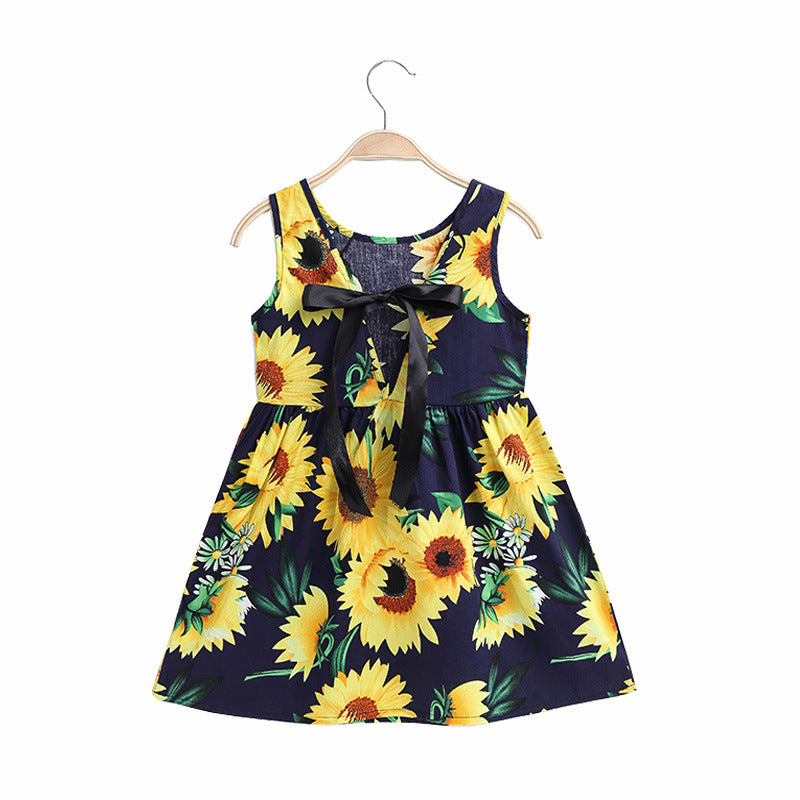 Robe gilet sans manches en coton à motif animalier pour filles