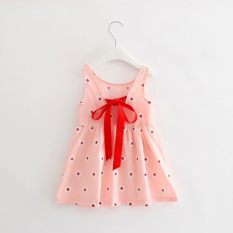 Robe gilet sans manches en coton à motif animalier pour filles