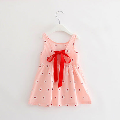 Robe gilet sans manches en coton à motif animalier pour filles