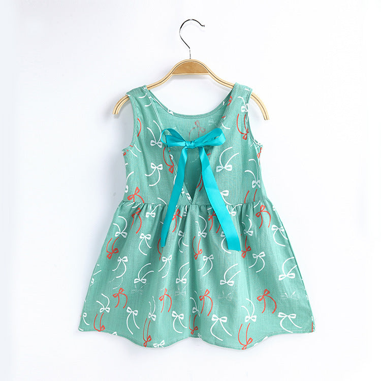 Robe gilet sans manches en coton à motif animalier pour filles