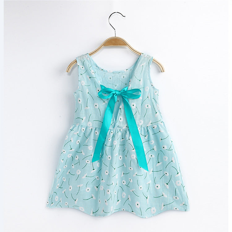 Robe gilet sans manches en coton à motif animalier pour filles