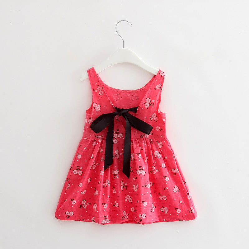 Robe gilet sans manches en coton à motif animalier pour filles