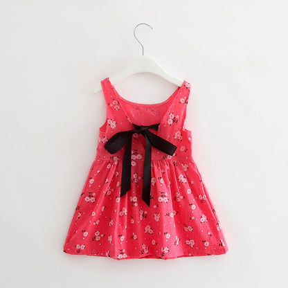 Robe gilet sans manches en coton à motif animalier pour filles