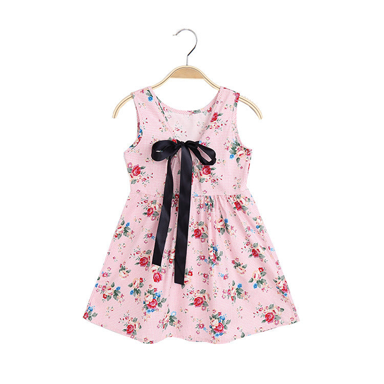 Robe gilet sans manches en coton à motif animalier pour filles