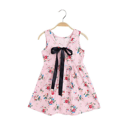 Robe gilet sans manches en coton à motif animalier pour filles