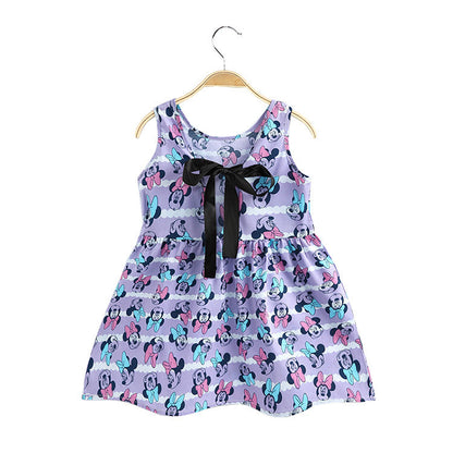 Robe gilet sans manches en coton à motif animalier pour filles