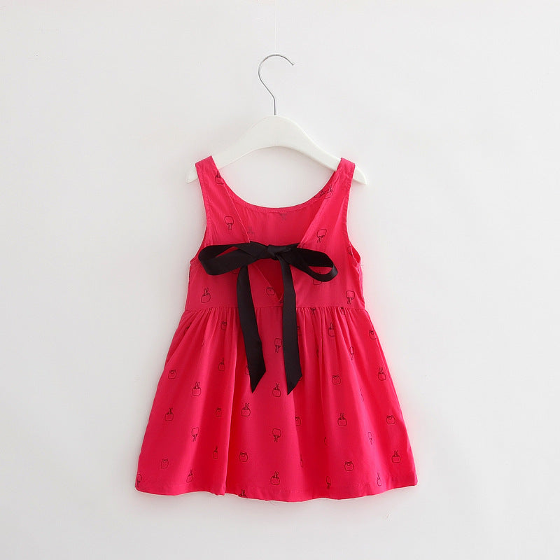 Robe gilet sans manches en coton à motif animalier pour filles