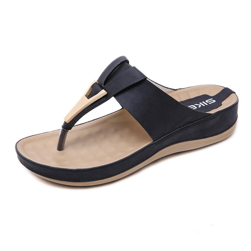 Sandals Women's Cross-Border Metal Plus Size Casual Maternity Slippers