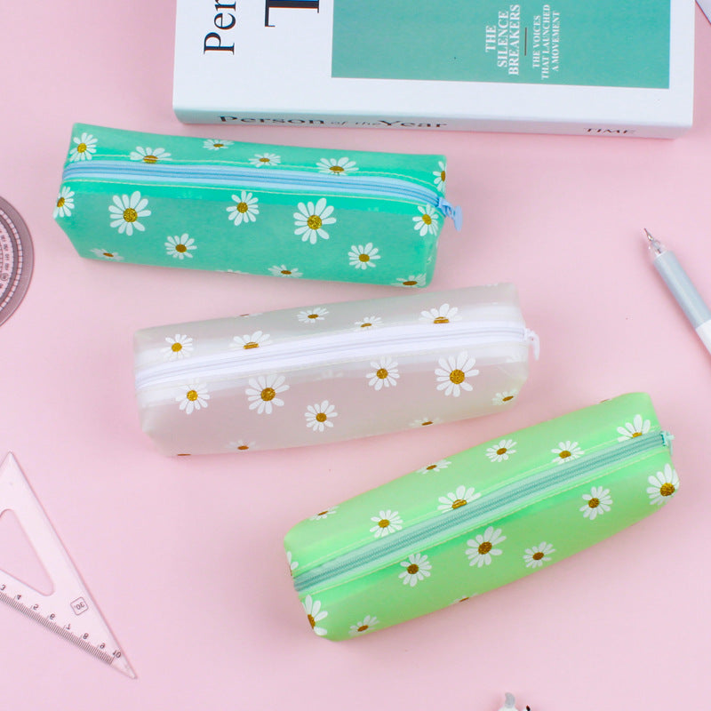 Bolsa de almacenamiento transparente de cosméticos Daisy para niña Tpv Estuche para lápices de estudiante