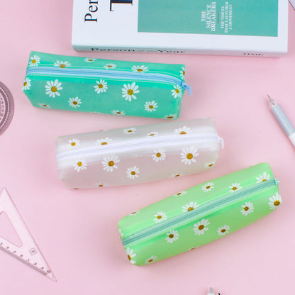Bolsa de almacenamiento transparente de cosméticos Daisy para niña Tpv Estuche para lápices de estudiante