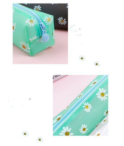 Bolsa de almacenamiento transparente de cosméticos Daisy para niña Tpv Estuche para lápices de estudiante