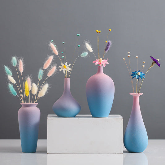 Jarrón de cerámica de estilo nórdico moderno para dormitorio, sala de estar, estudio, flores secas, arreglos florales y adornos
