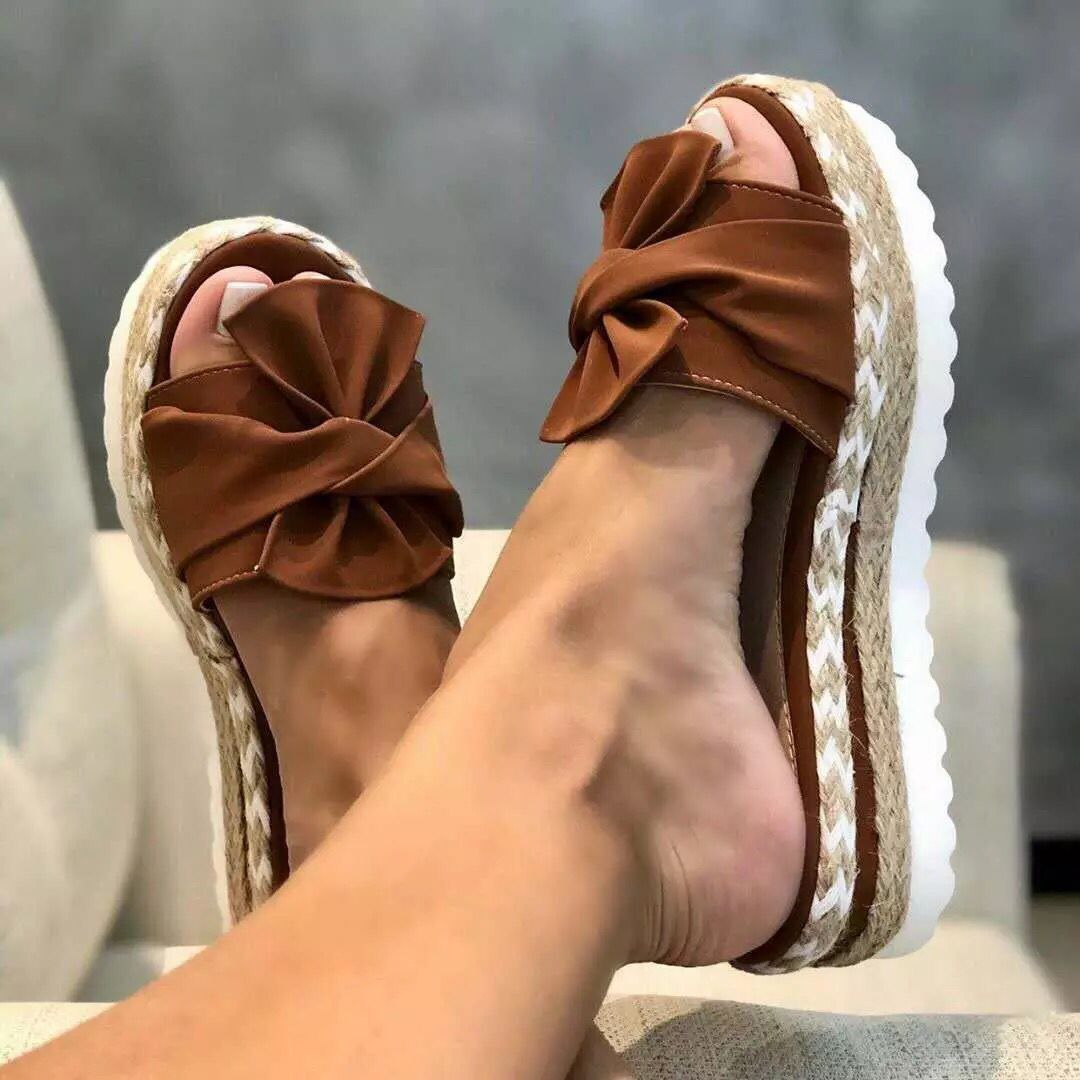 Women Bow Slippers Platform Shoes