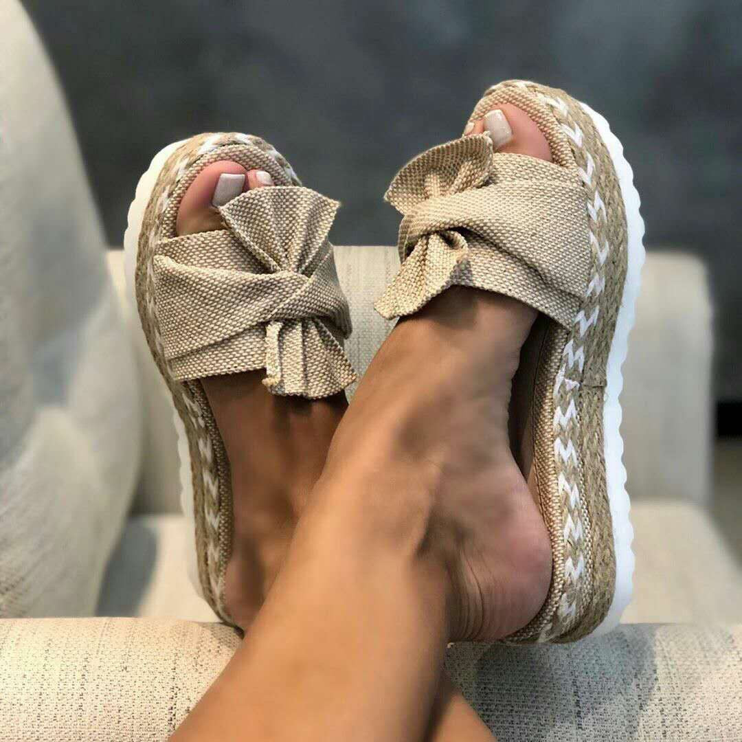 Women Bow Slippers Platform Shoes