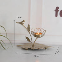 Golden Bird Dining Table Tabletop Candle Holder
