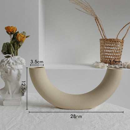 Vase en céramique simple pour fleurs séchées, décoration d'intérieur, ornement de salon, vases d'art.