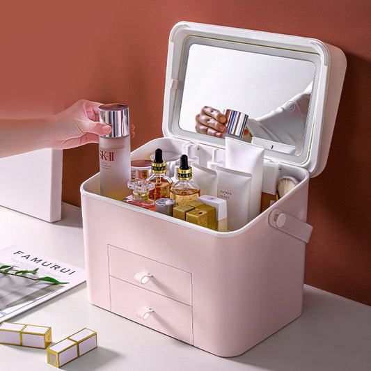 Grande Capacité avec Miroir Trousse de Maquillage Nouvelle Boîte de Rangement Portable Grande Taille Super Tendance Valise pour Femmes