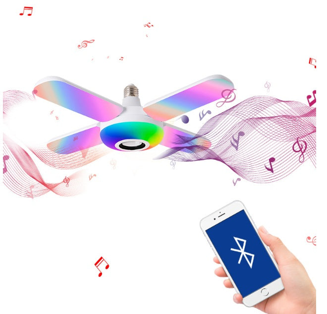 Lampe LED Bluetooth musicale en forme de trèfle à quatre feuilles, intelligente et colorée, ampoule pliable, luminaire de plafond déformable avec télécommande