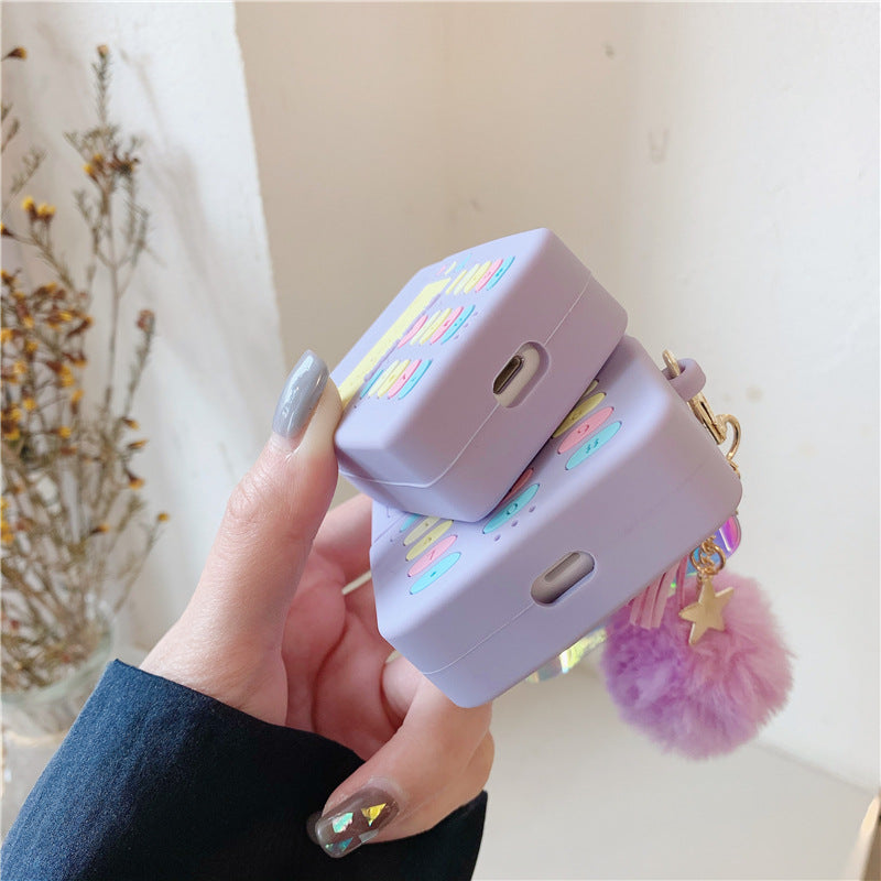 Anti-Drop Silicone AirPods Case with Fur Ball Pendant