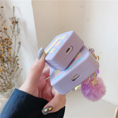 Anti-Drop Silicone AirPods Case with Fur Ball Pendant