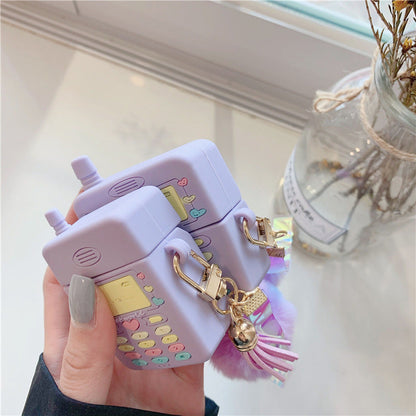 Anti-Drop Silicone AirPods Case with Fur Ball Pendant