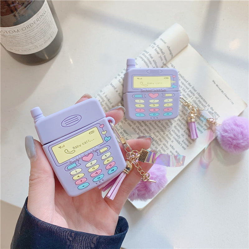 Anti-Drop Silicone AirPods Case with Fur Ball Pendant