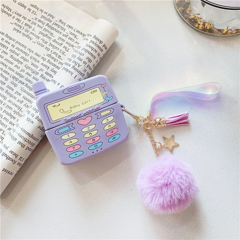 Anti-Drop Silicone AirPods Case with Fur Ball Pendant