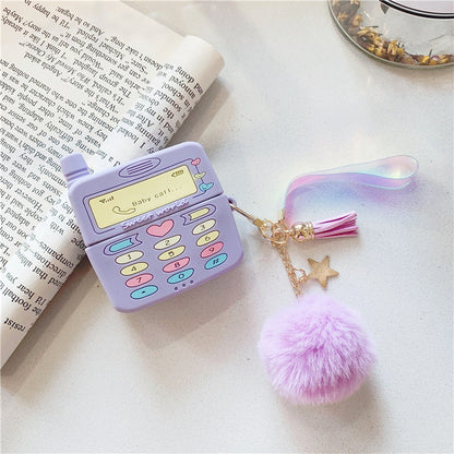 Anti-Drop Silicone AirPods Case with Fur Ball Pendant
