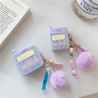Anti-Drop Silicone AirPods Case with Fur Ball Pendant